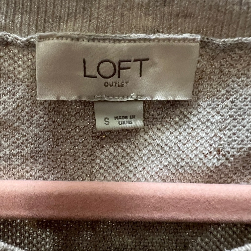 Loft Tan Leopard print with Rose Gold embellishments crewneck sweater Small - Picture 2 of 5